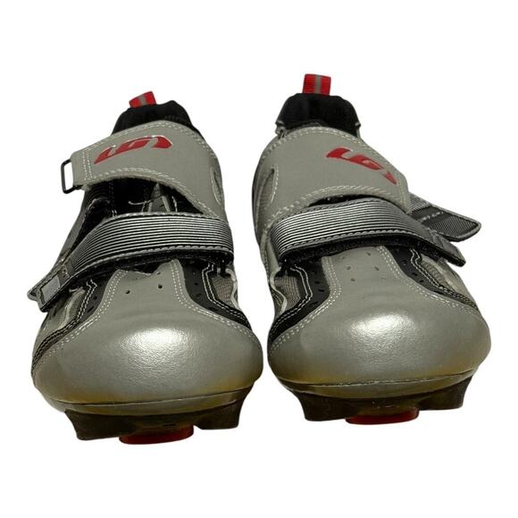 Louis Garneau Mount Royal Road Cycling Shoes Silver Black Red Size 7 US SPD Men - Picture 2 of 8